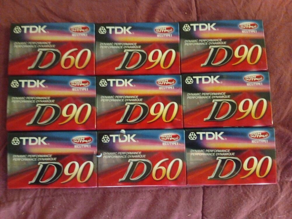 Lot of 9 TDK Blank Audio Cassette Tapes - 7x D90, 2x D60 - New & Sealed